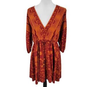 Farm Rio × Anthropologie Tunic Dress Womens Medium Floral Printed Linen Blend